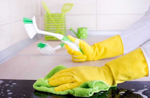 Regular office cleaning in E2 with desks and shared spaces maintained