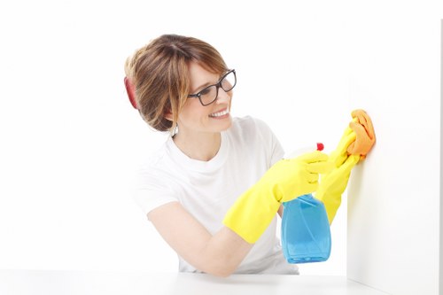 Local Airbnb cleaning service preparing a furnished apartment in E2